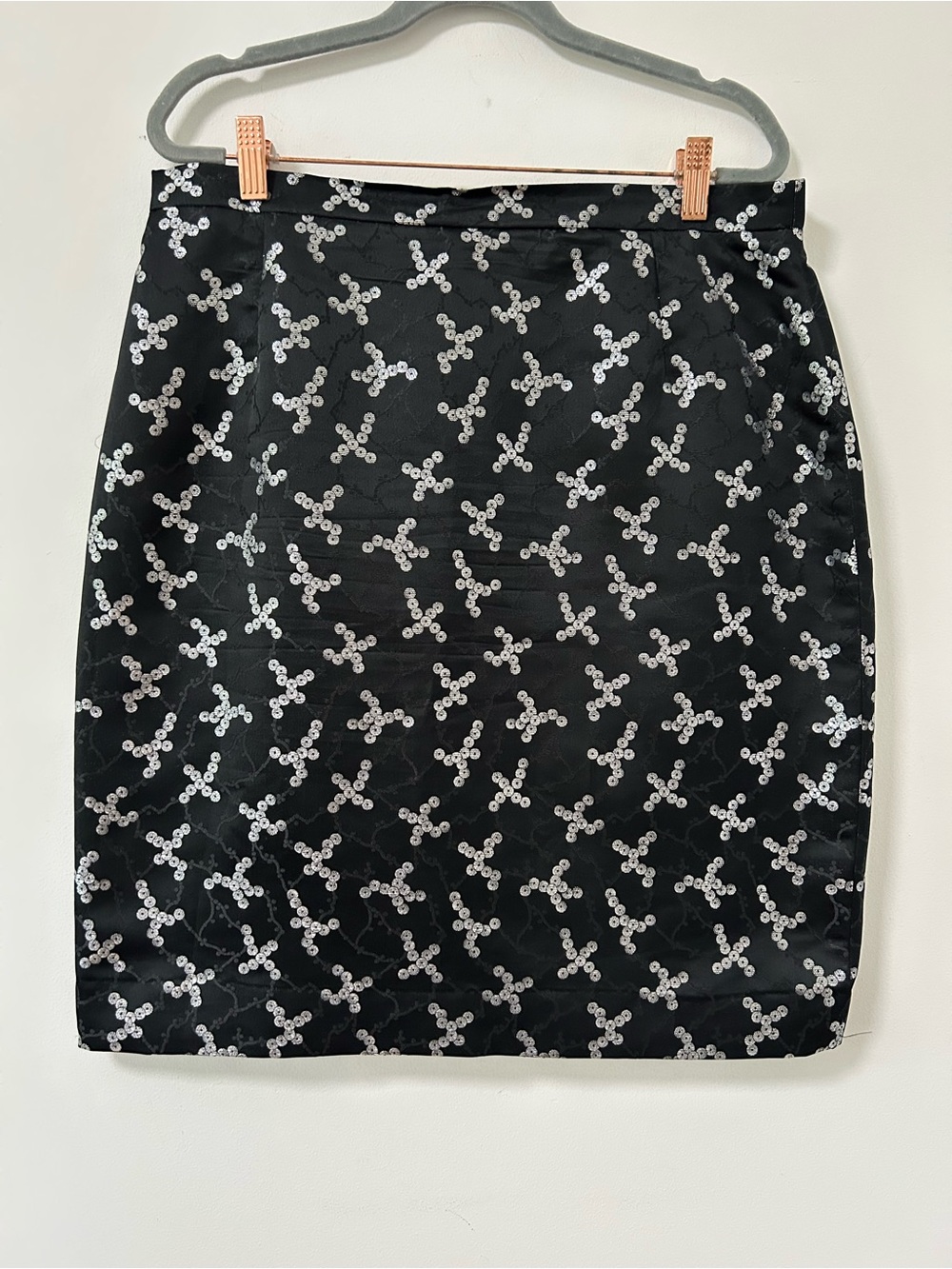 Escada Black Mini Skirt with Silver Sequin Motifs size 44